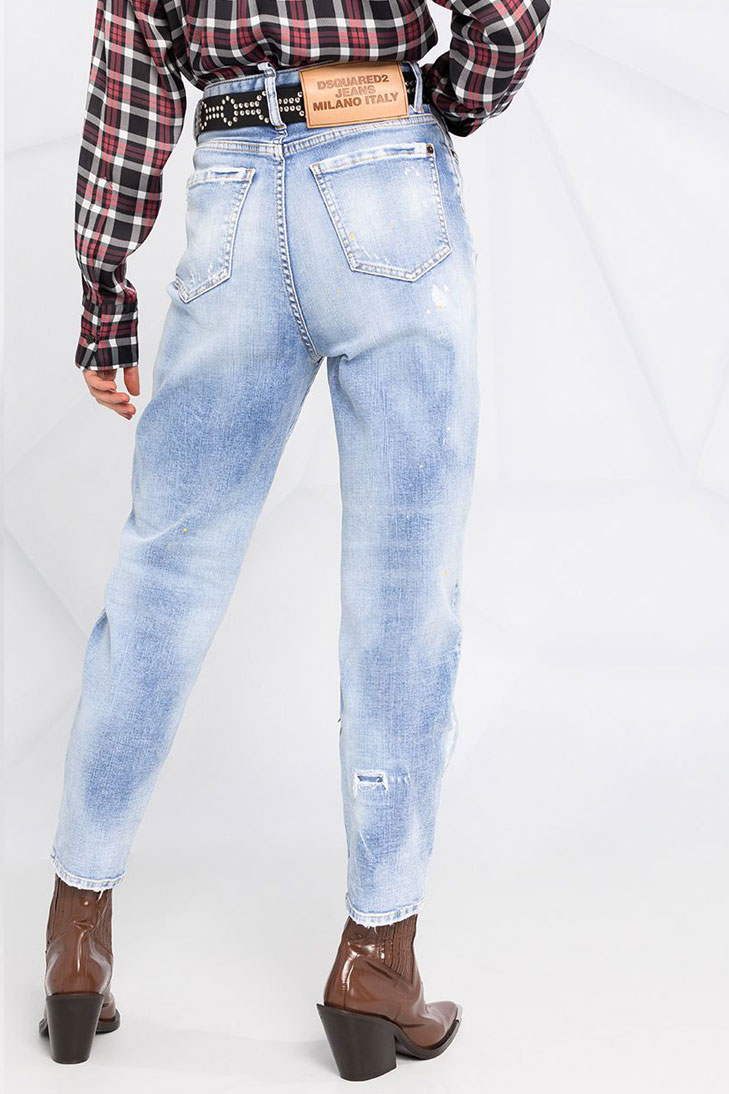 Зауженные джинсы Dsquared2 с эффектом потертости и логотипом