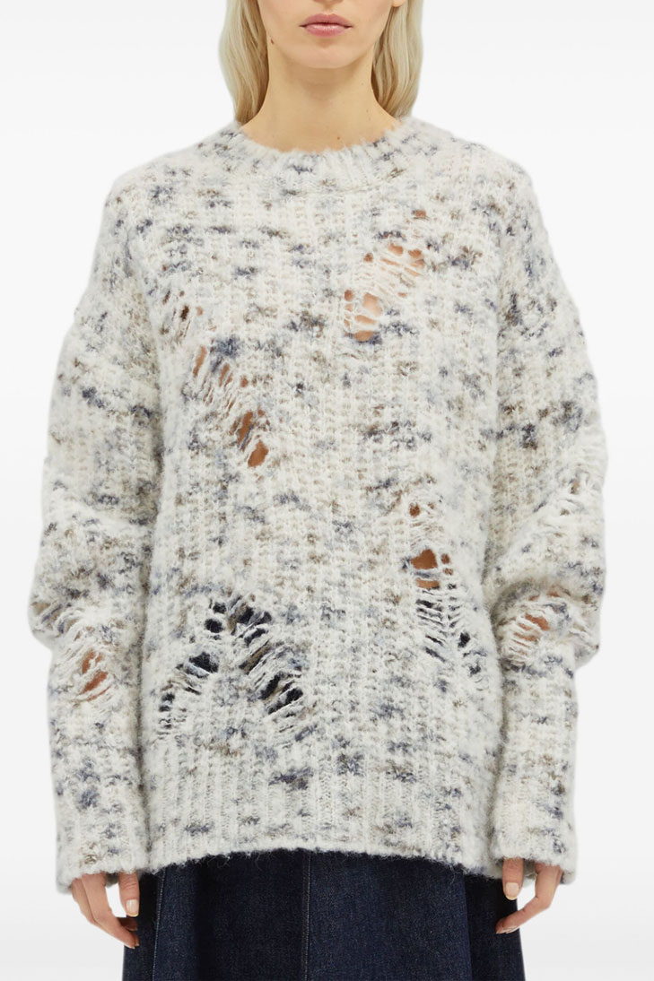 джемпер фактурной вязки с эффектом потертости