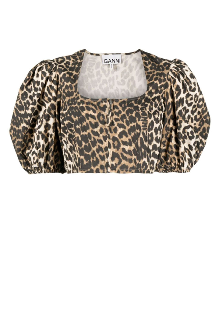 Укороченная блузка в леопардовый принт