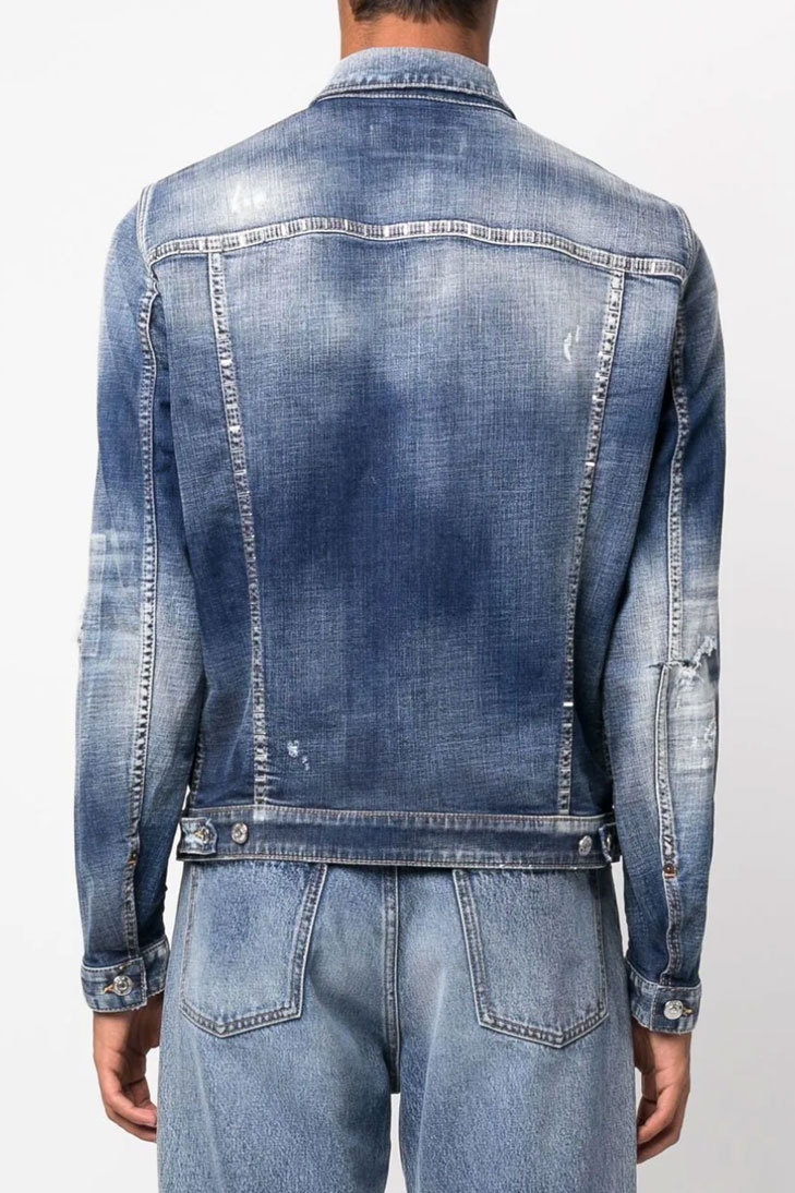 джинсовая куртка с эффектом потертости