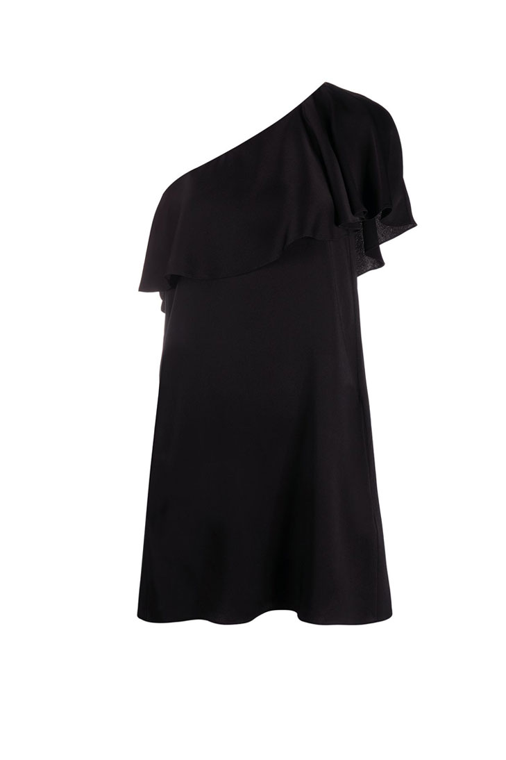 Платье Saint Laurent на одно плечо с оборками