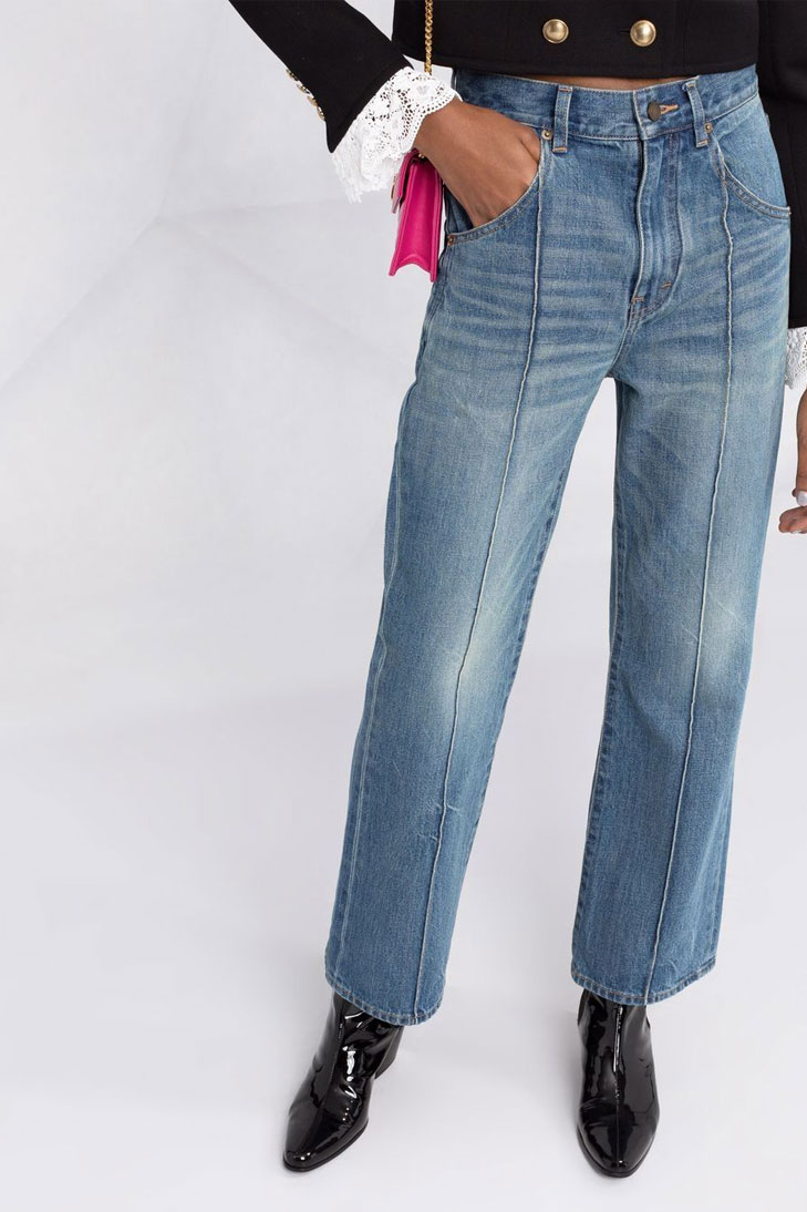 укороченные джинсы  Saint Laurent с завышенной талией