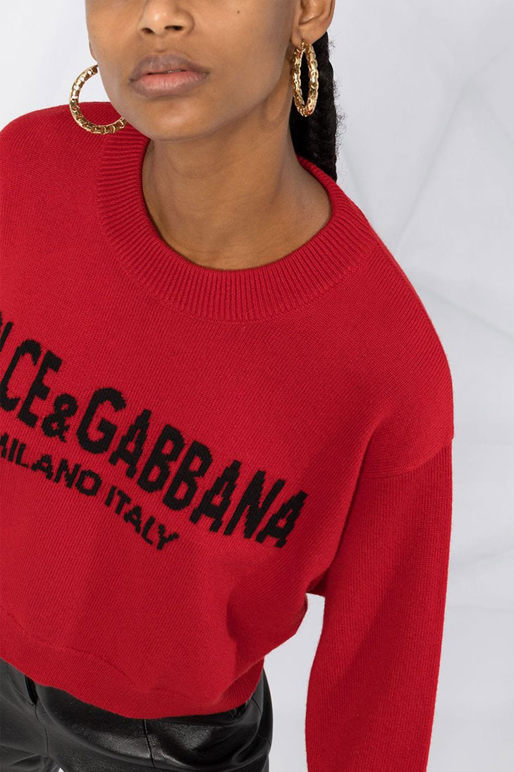Кашемировый  джемпер Dolce&Gabbana вязки интарсия с логотипом