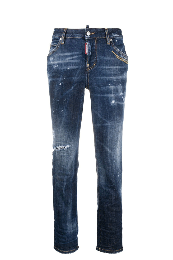 Укороченные джинсы Dsquared2  с потертостями