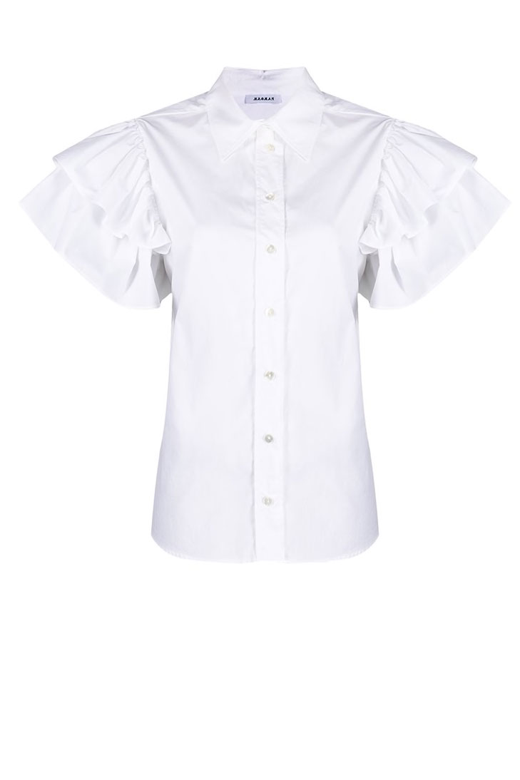 Блузка  P.A.R.O.S.H. с оборками и короткими рукавами