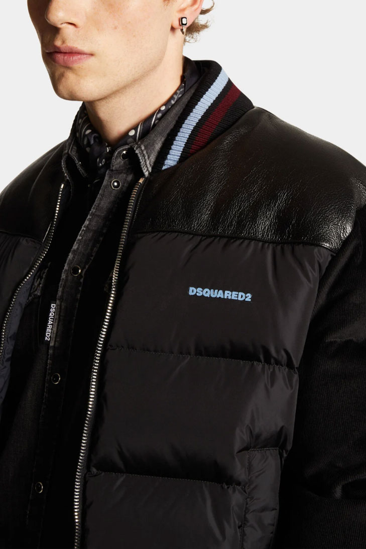 Комбинированный пуховой бомбер