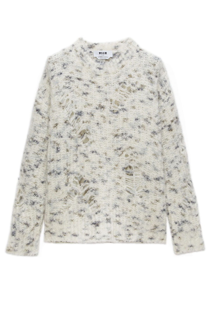 джемпер фактурной вязки с эффектом потертости