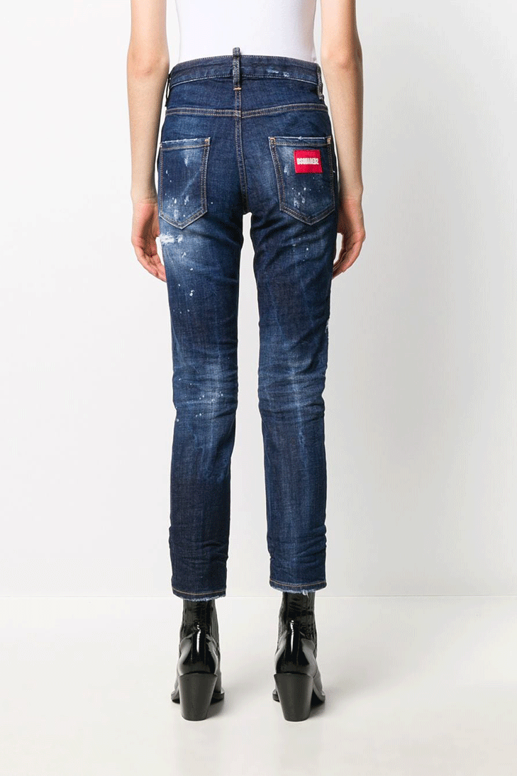 Укороченные джинсы Dsquared2  с потертостями