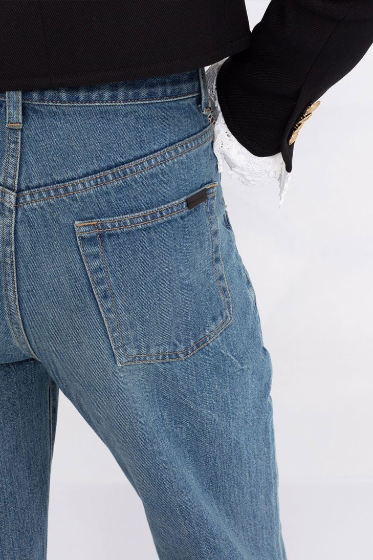 укороченные джинсы  Saint Laurent с завышенной талией