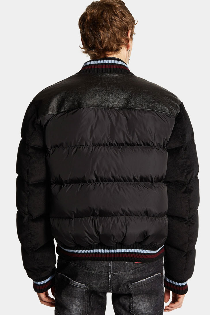 Комбинированный пуховой бомбер