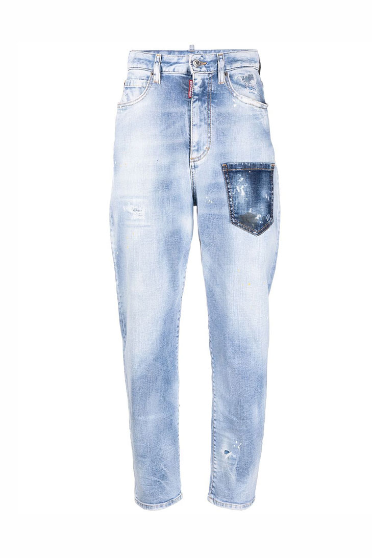 Зауженные джинсы Dsquared2 с эффектом потертости и логотипом