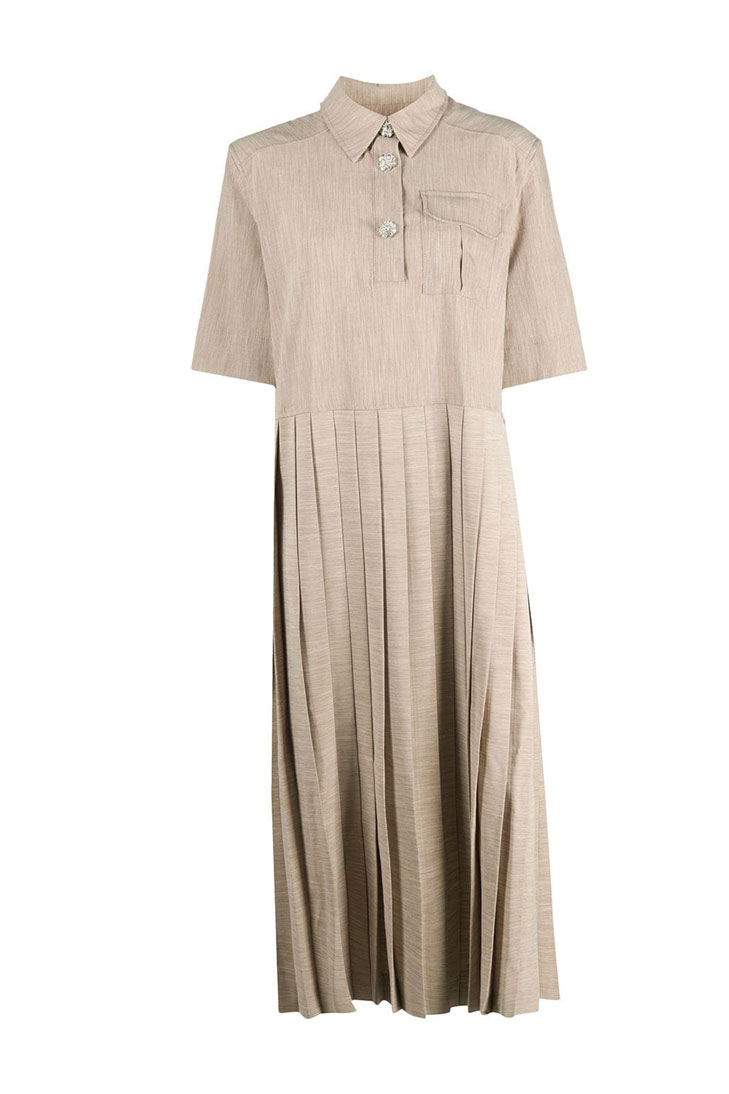 Платье-рубашка Ganni с плиссированной юбкой