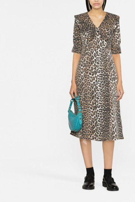 платье миди с леопардовым принтом