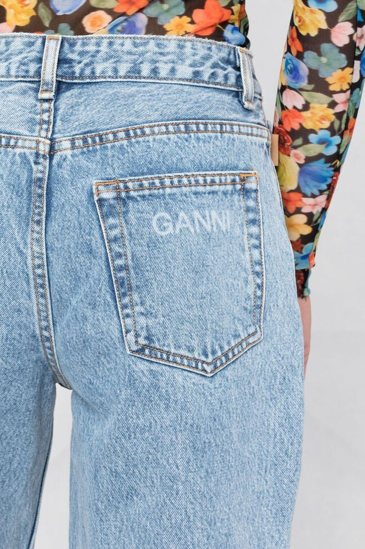 Прямые джинсы GANNI с завышенной талией