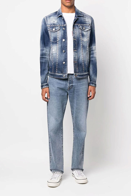 джинсовая куртка с эффектом потертости