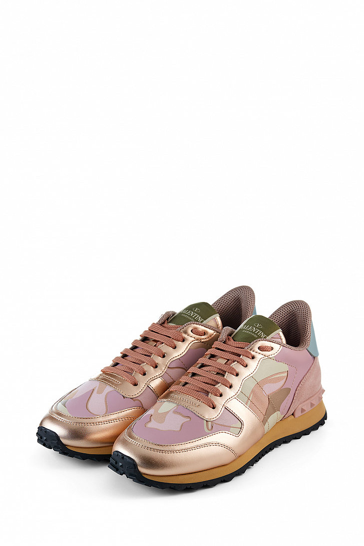 Комбинированные кроссовки Valentino Garavani Rockrunner с принтом