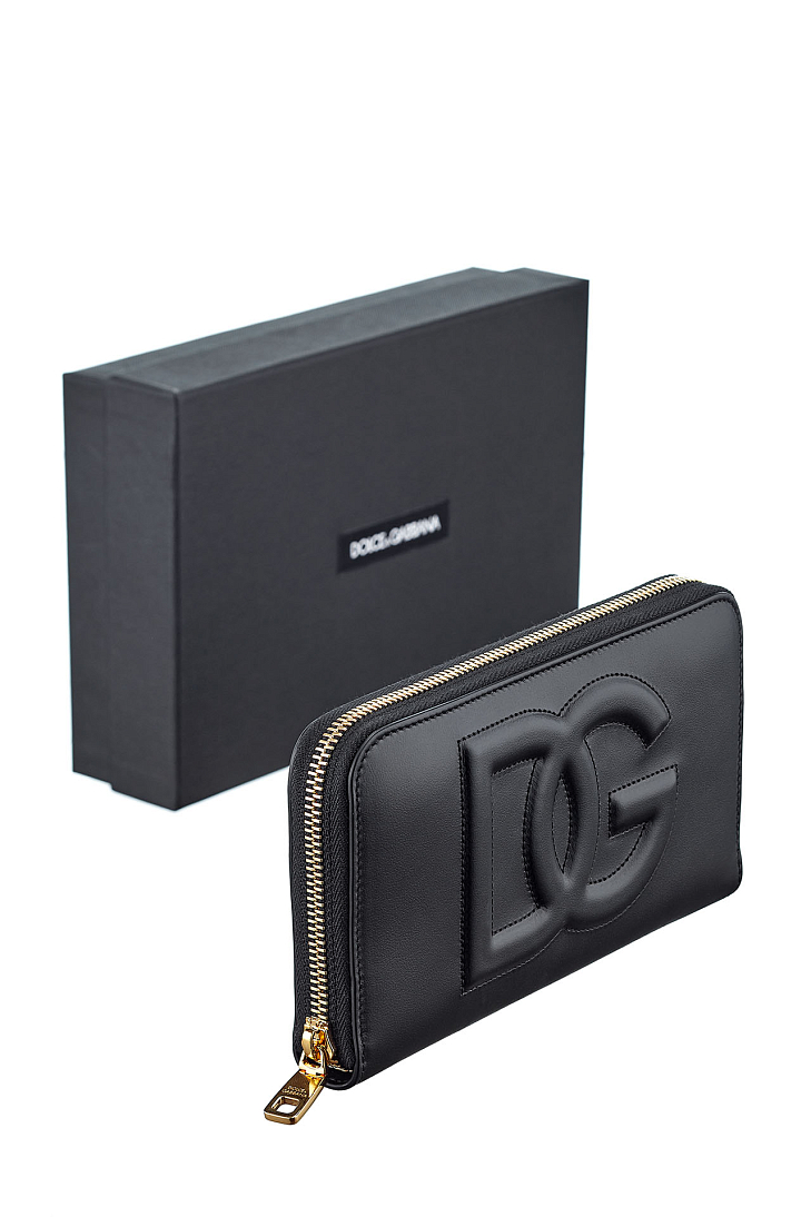 Кошелек DG Logo на круговой молнии из телячьей кожи