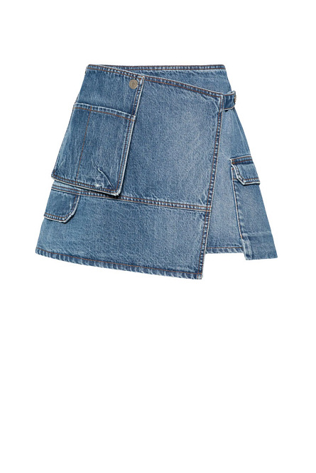 джинсовая мини-юбка асимметричного кроя
