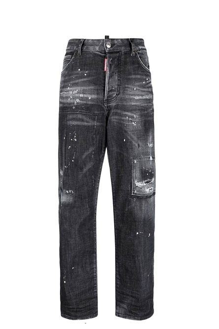 укороченные джинсы с эффектом разбрызганной краски
