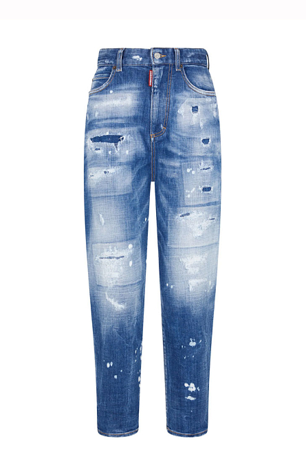 зауженные джинсы с эффектом потертости